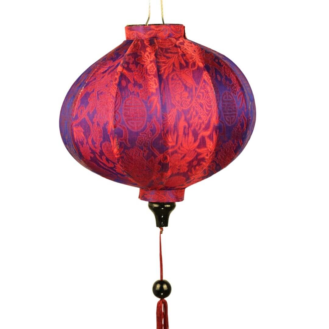 Hoi An Lampion Lila Rot Rund Lila Roter Seidenlampion in runder Form