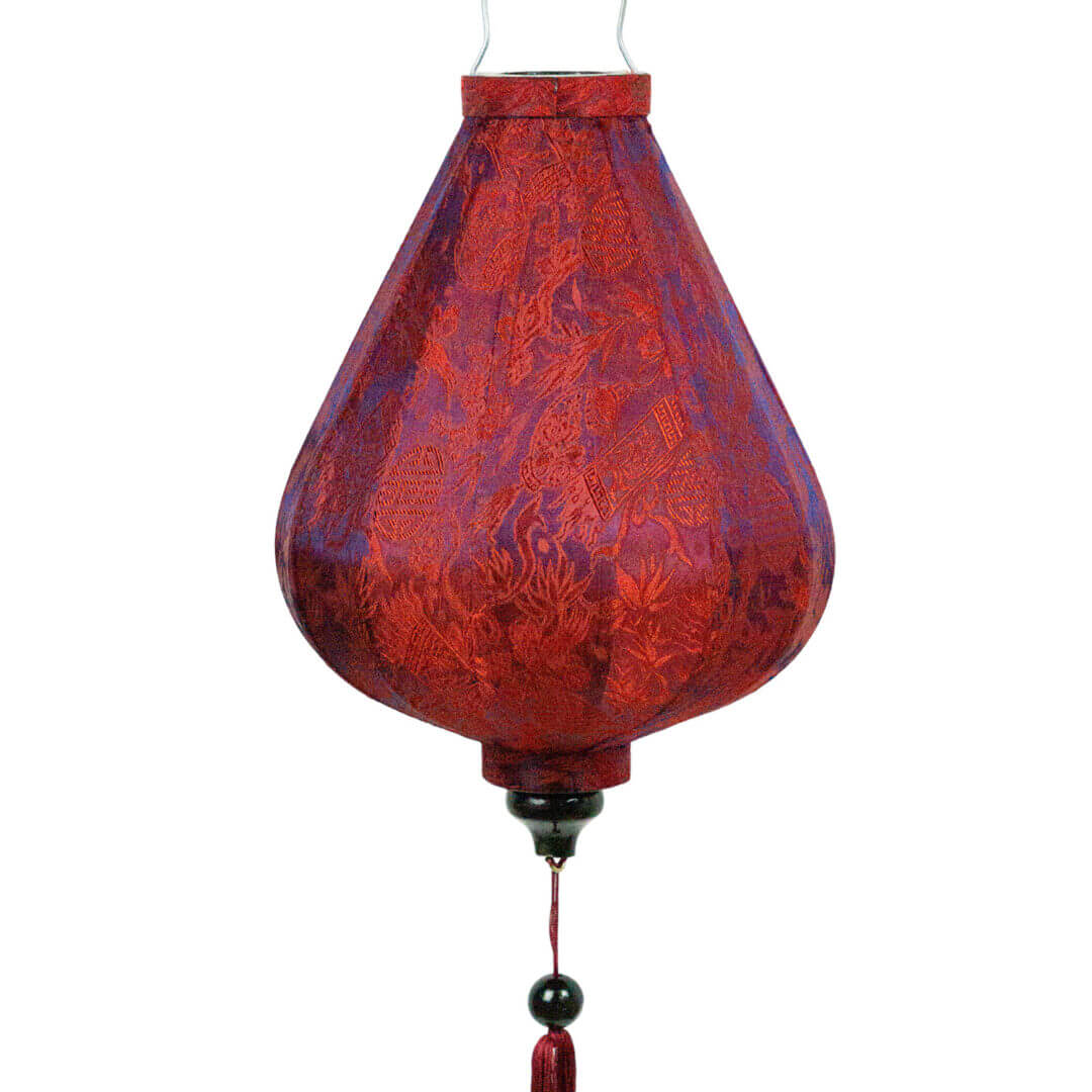 Hoi An Lampion Lila Rot Tropfen Seidenlampion Lila Rot Tropfen