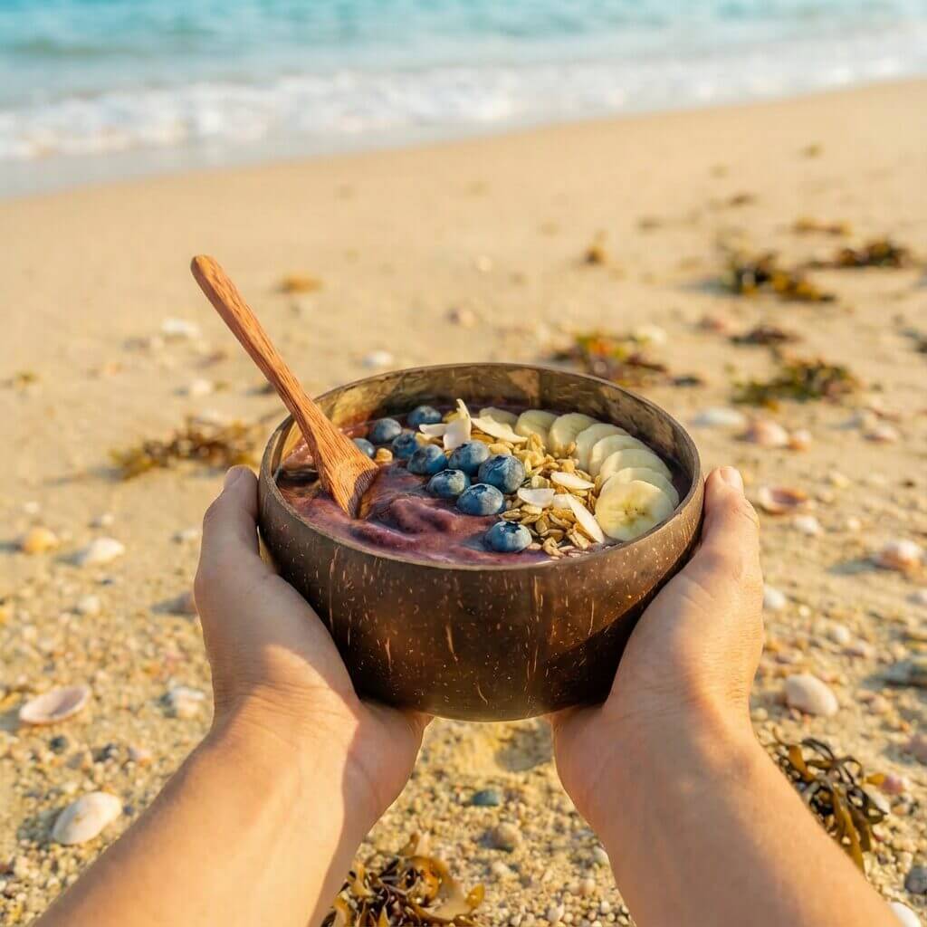 Coconut Bowl mit Acai Coconut Bowl Qi mit Acai